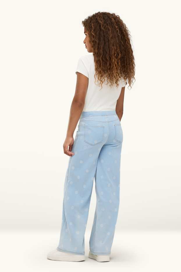 Enfants filles - Wide leg jeggings - à pois - jean bleu clair