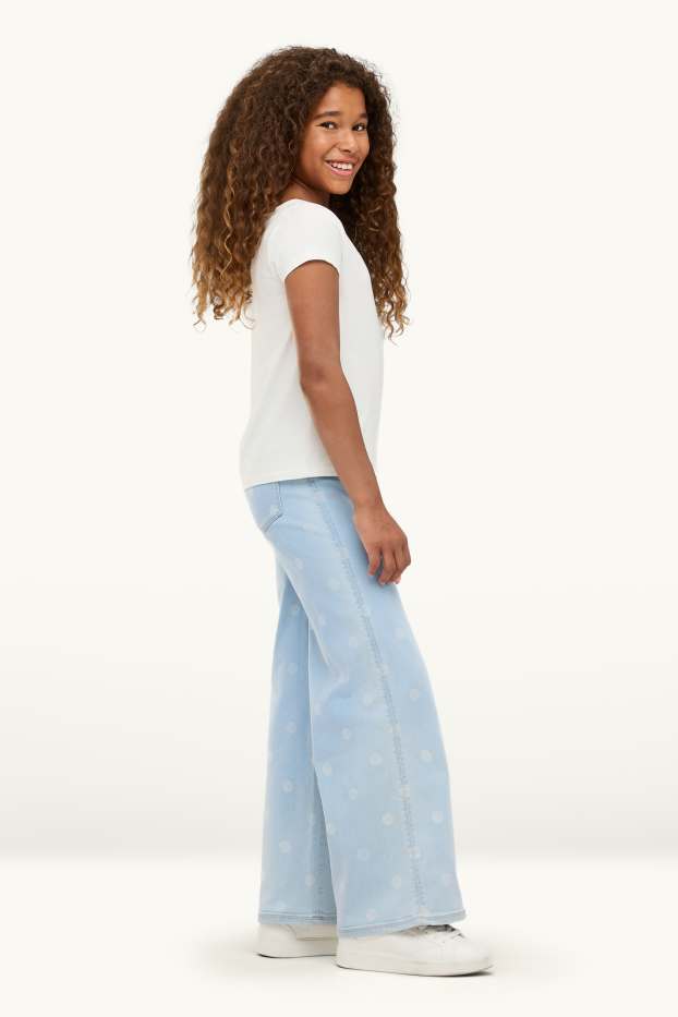 Enfants filles - Wide leg jeggings - à pois - jean bleu clair