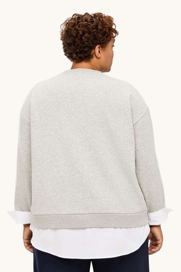Women - Sweatshirt - 2-in-1 look - light gray