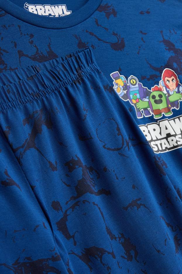 Kinder Buben - Brawl Stars - Pyjama - 2 teilig - gemustert - blau