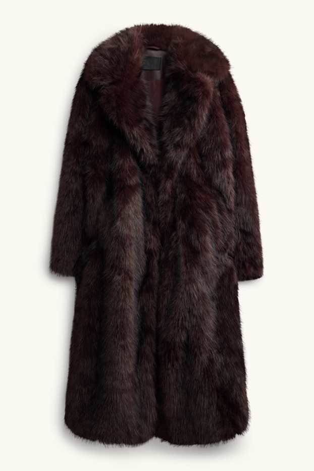 Women - Faux fur coat - dark brown