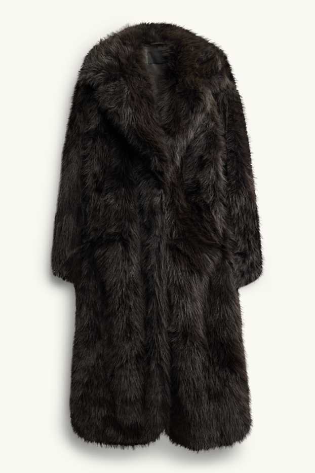 Damen - Kunstfell-Mantel - schwarz