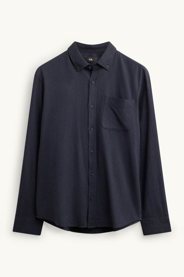 Home - Camisa - regular fit - button-down - blau fosc
