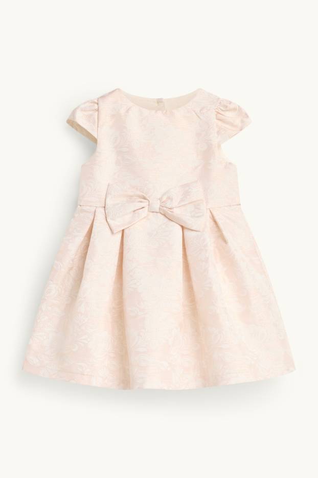 Baby Girls - Floral - baby outfit - 2 piece - shiny - apricot