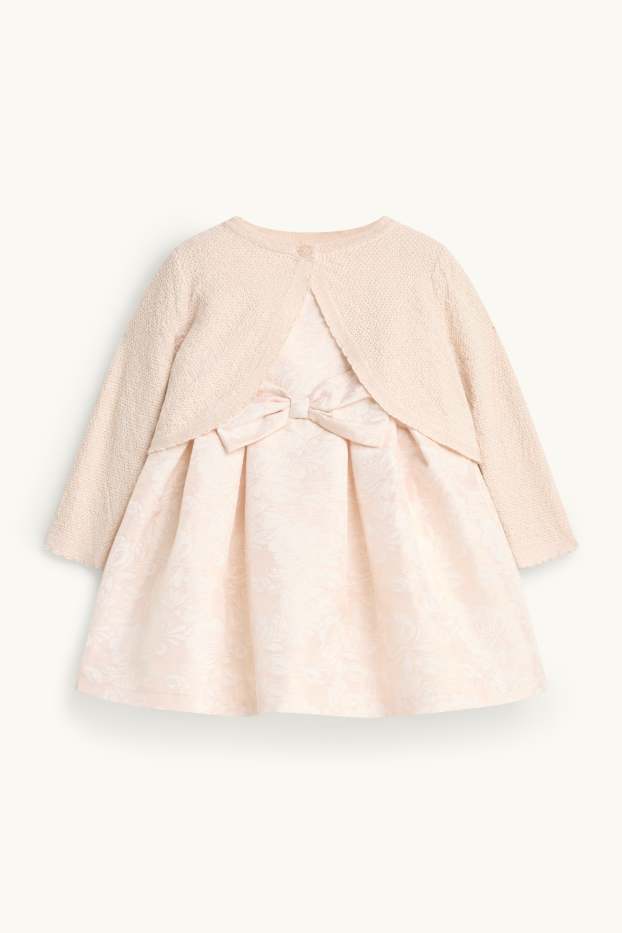 Baby Girls - Floral - baby outfit - 2 piece - shiny - apricot