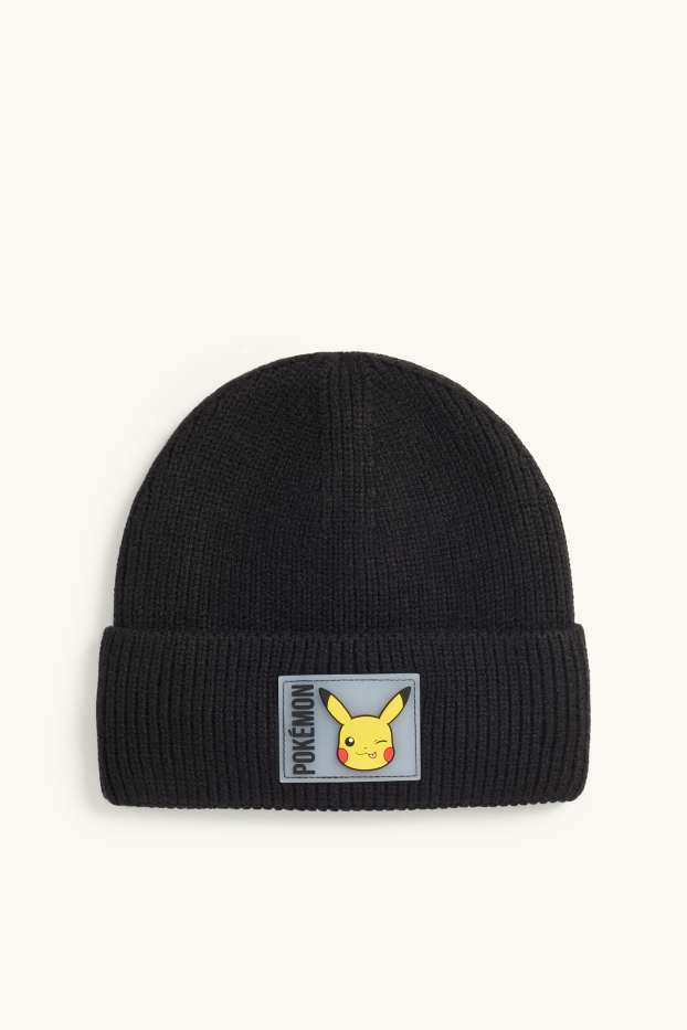 Children Boys - Pokémon - Pikachu - hat - ribbed - black