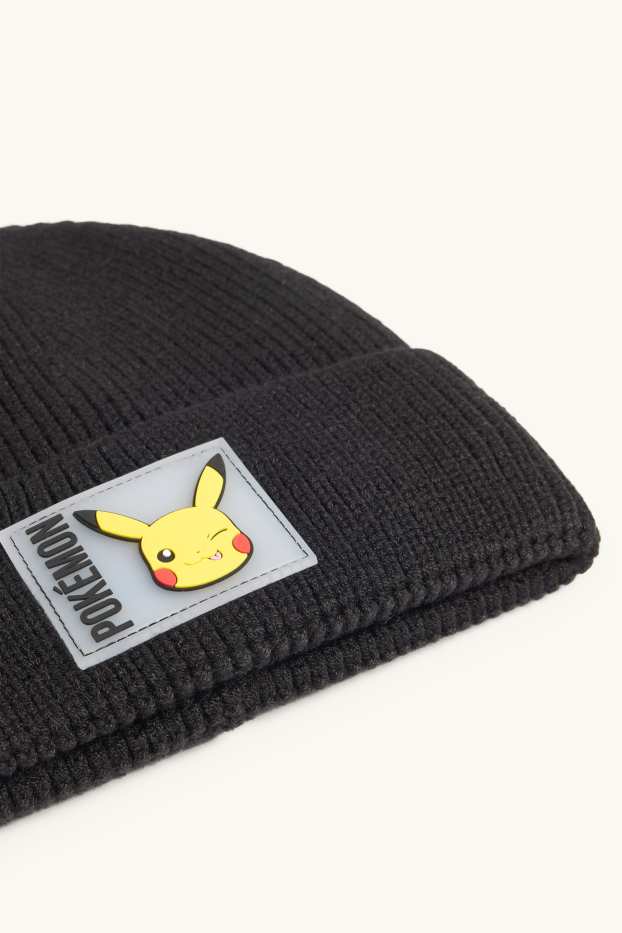 Children Boys - Pokémon - Pikachu - hat - ribbed - black
