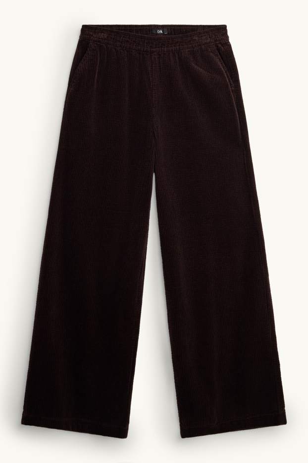 Damen - Cordhose - Mid Waist - Wide Leg - dunkelbraun