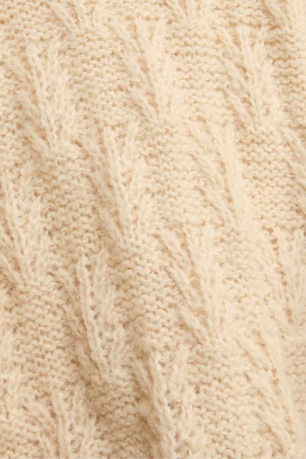 Damen - Pullover - Zopfmuster - cremefarben