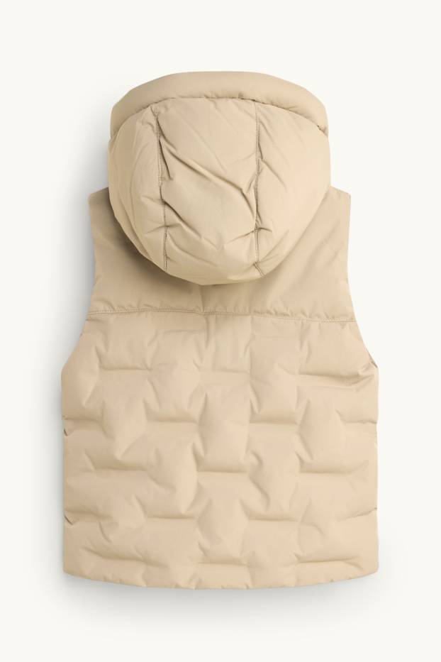 Kinder Jungen - Steppweste mit Kapuze - wasserabweisend - beige