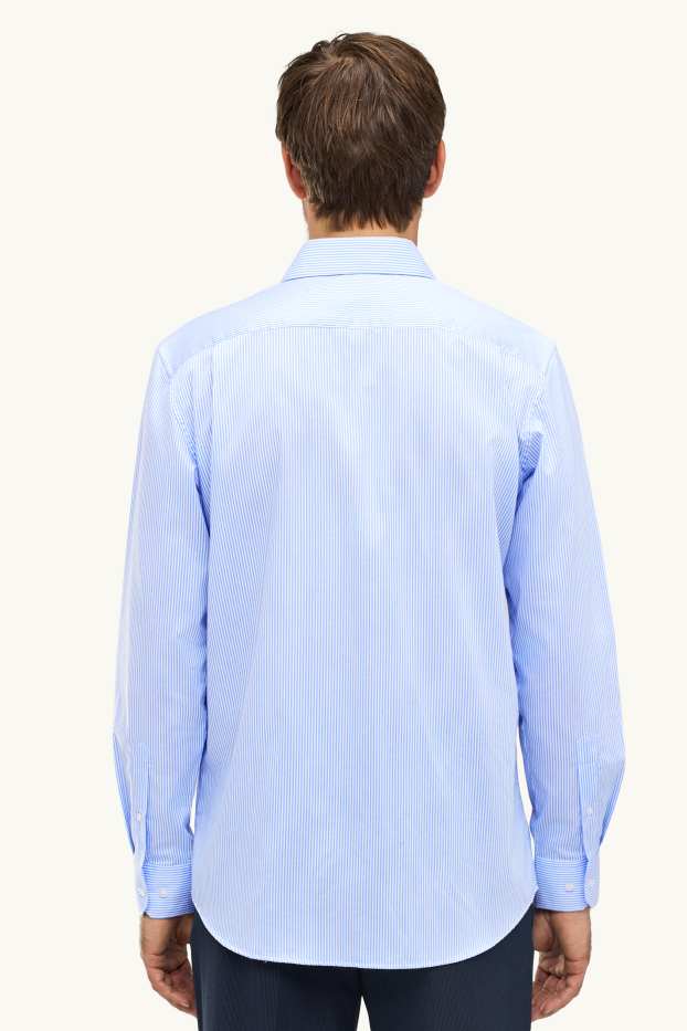 Herren - Businesshemd - Regular Fit - Kent - bügelfrei - gestreift - blau / weiß