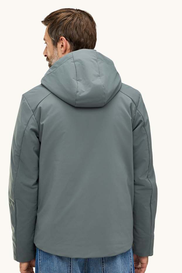 Herren - Softshelljacke mit Kapuze - gefüttert - wasserabweisend - grau