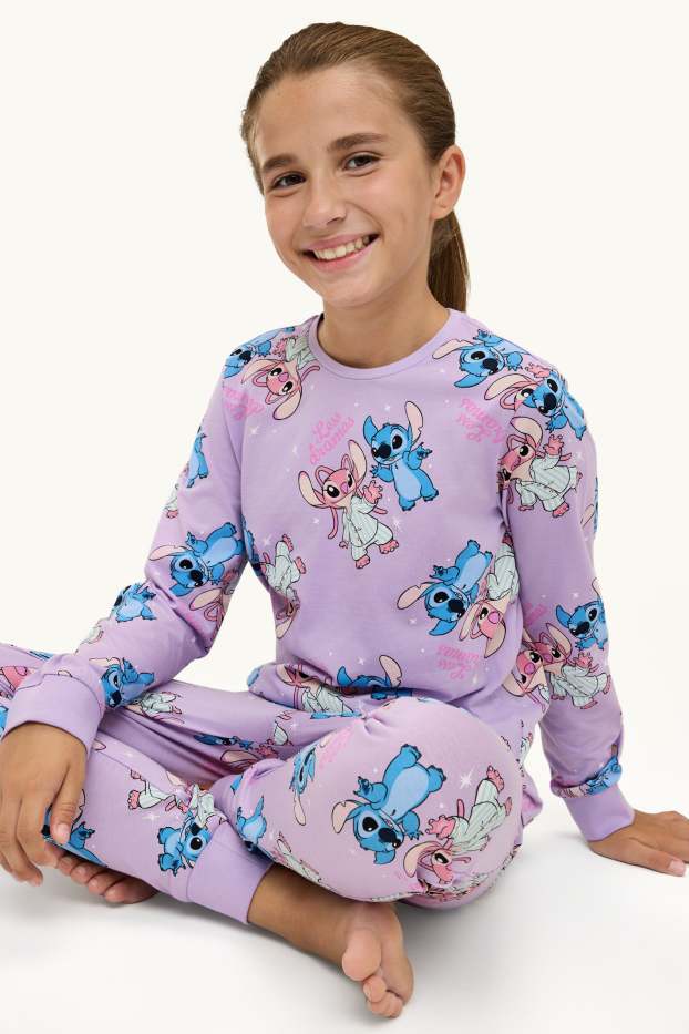 Enfants filles - Lot de 2 - Lilo & Stitch - pyjamas - 4 pièces - violet