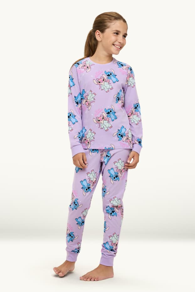 Enfants filles - Lot de 2 - Lilo & Stitch - pyjamas - 4 pièces - violet