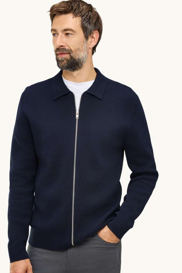 Herren - Strickjacke - strukturiert - dunkelblau
