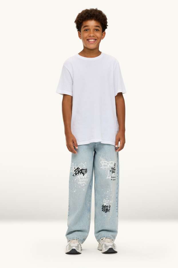 Copii - Băieți - Graffiti - baggy jeans - denim-albastru deschis