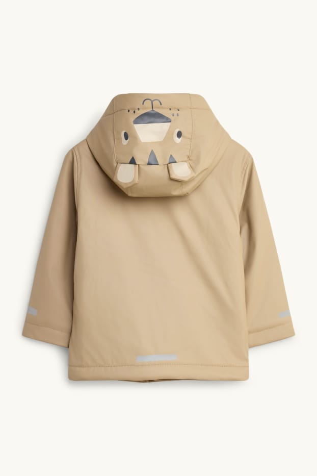Enfants garçons - Tigre - veste de pluie avec capuche  - doublée - imperméable - marron clair