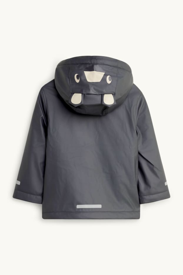 Enfants garçons - Tigre - veste de pluie avec capuche  - doublée - imperméable - gris anthracite