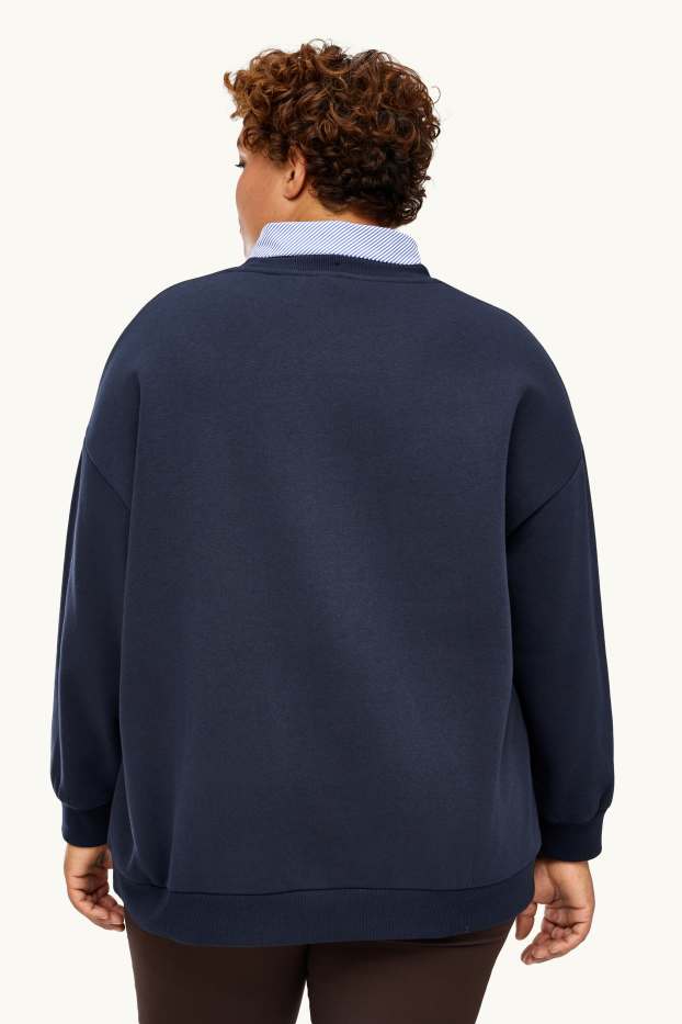 Femmes - Sweat Oversize avec nœud - bleu foncé