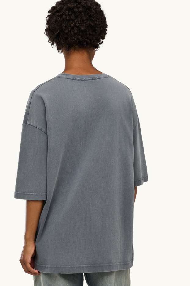 Women - T-shirt - oversized - dark gray