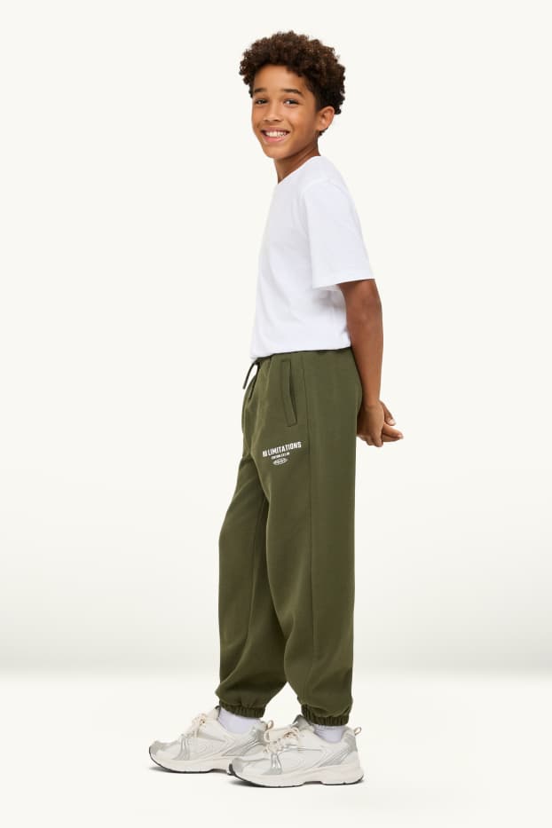 Děti - chlapci - Teplákové kalhoty - khaki