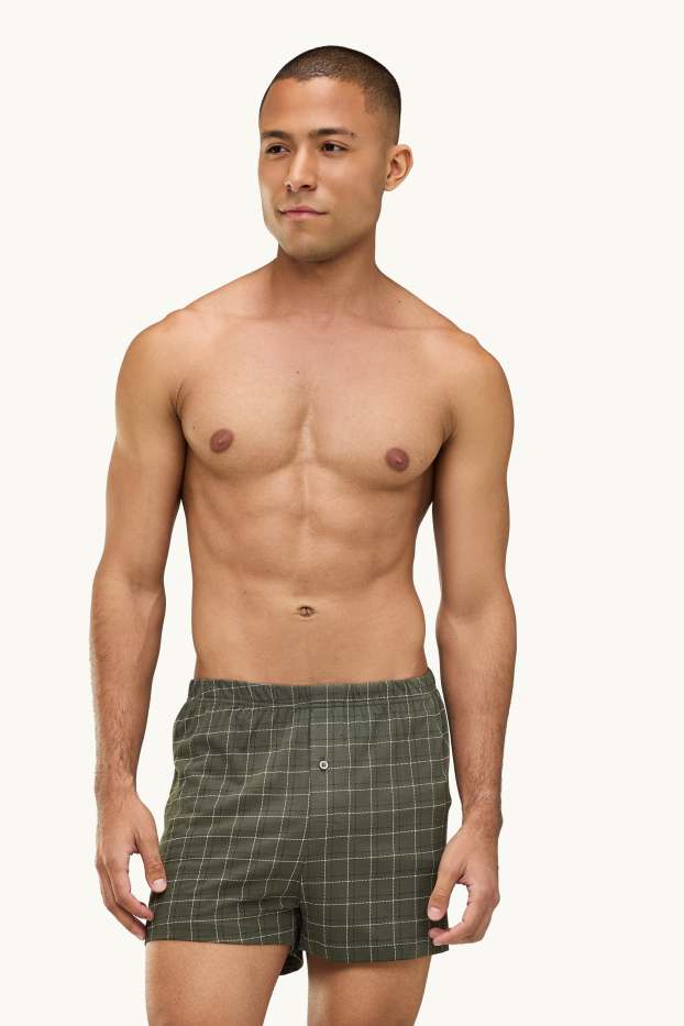 Uomo - Confezione da 2 - boxer - jersey - verde / grigio
