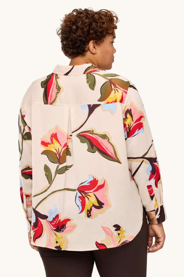 Dona - Brusa camisera - de flors - rosa