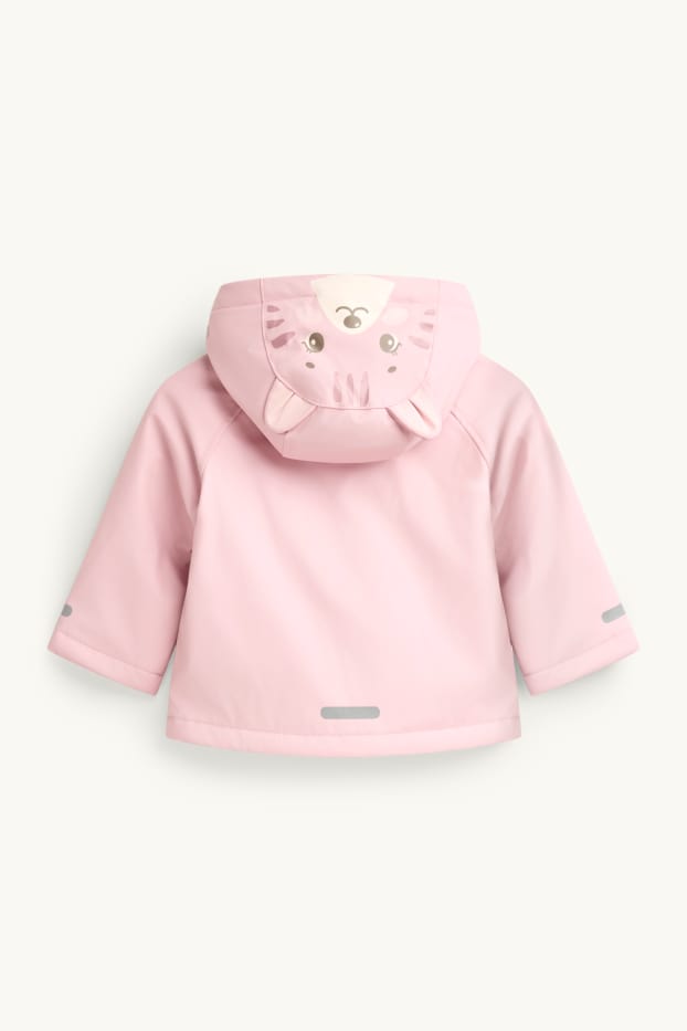 Baby: meisjes - Kat - babyregenjas met capuchon - gevoerd - waterdicht - lichtroze