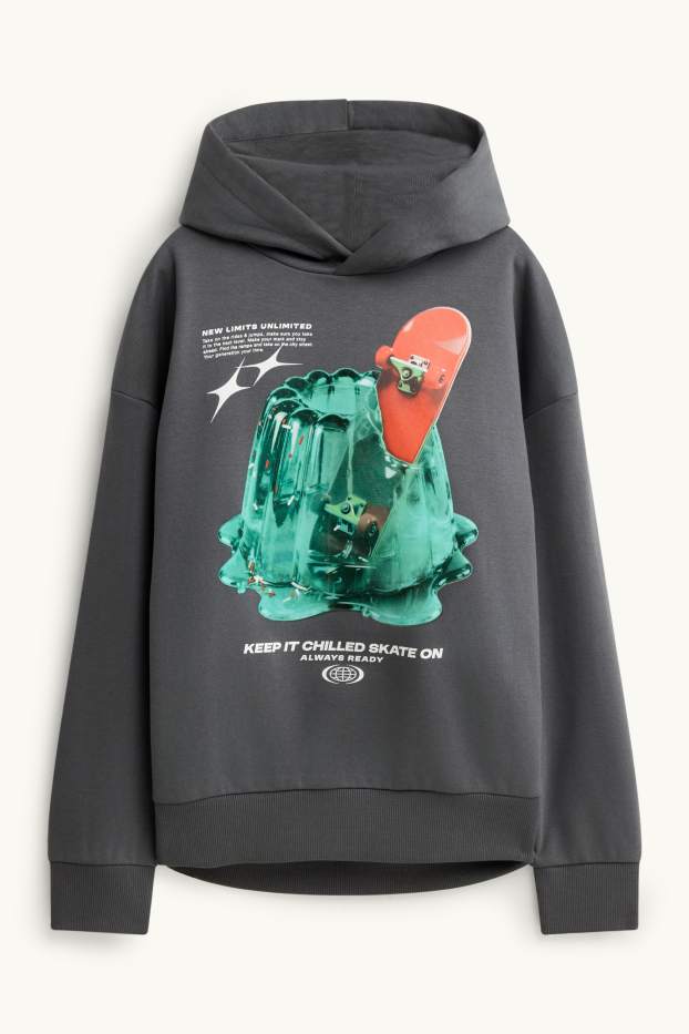 Copii - Băieți - Skateboard și gelatină - hanorac - gri închis