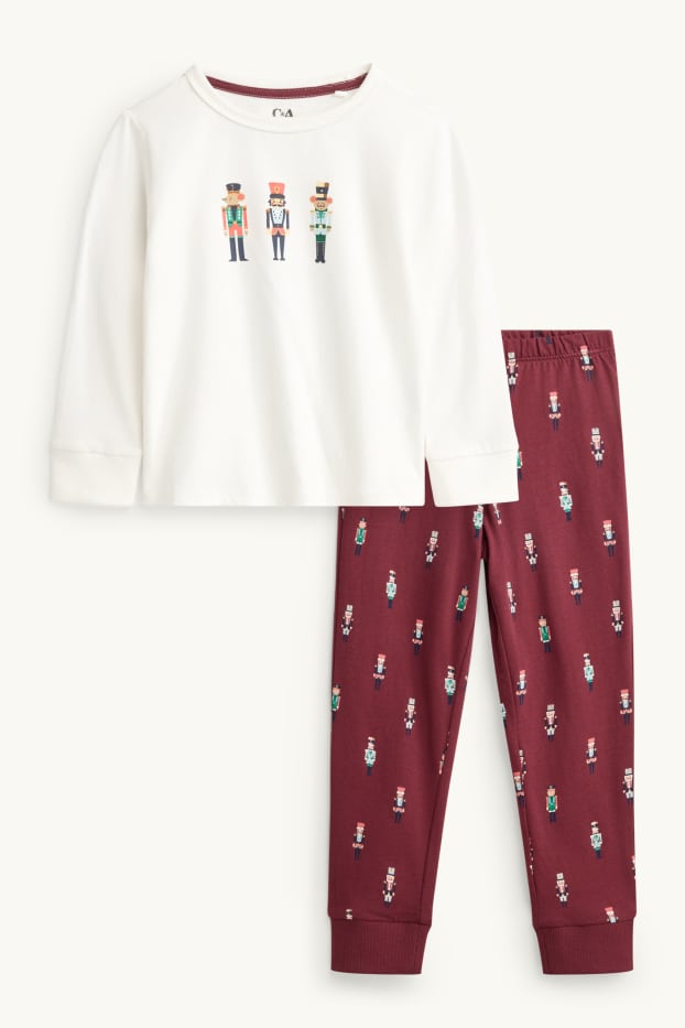 Děti - chlapci - Mini Me - louskáčci - dětské vánoční pyžamo - 2dílné - bordeaux/bílá