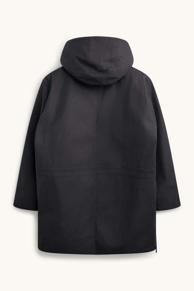 Pánské - Parka s kapucí - s výplní - vodotěsná - černá