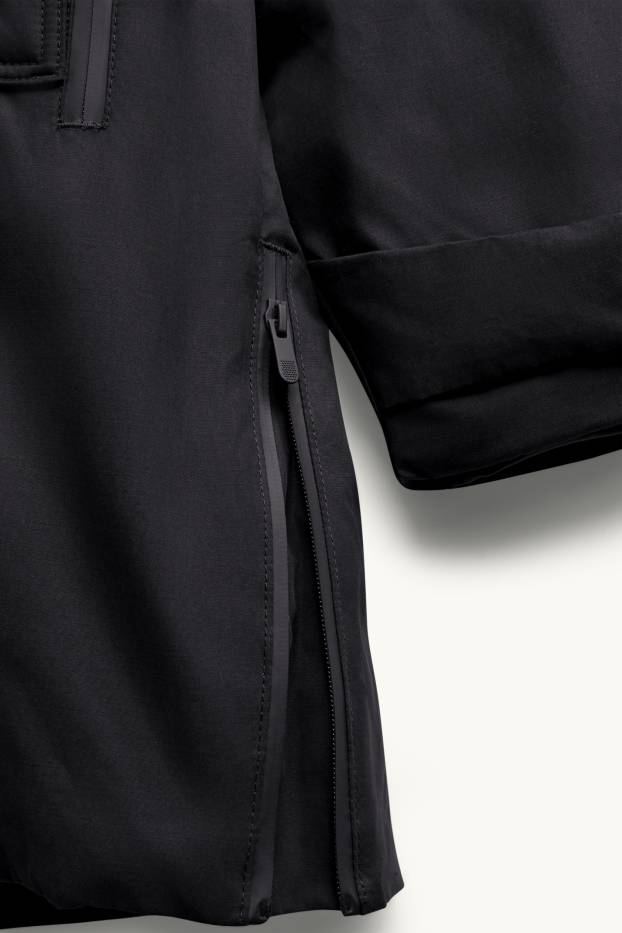 Pánské - Parka s kapucí - s výplní - vodotěsná - černá