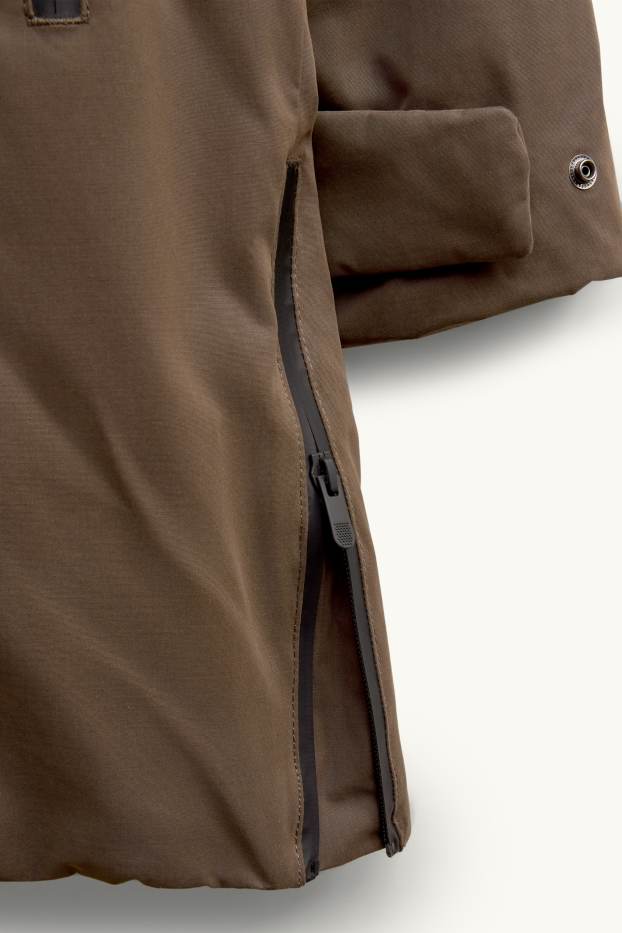 Pánské - Parka s kapucí - s výplní - vodotěsná - hnědá