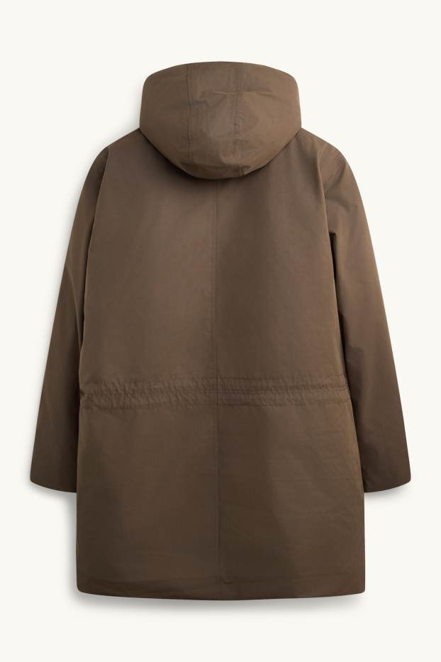 Pánské - Parka s kapucí - s výplní - vodotěsná - hnědá