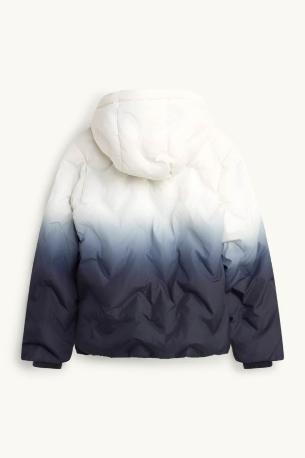 Enfants filles - Veste de ski avec capuche - doublée - finition déperlante - blanc / noir