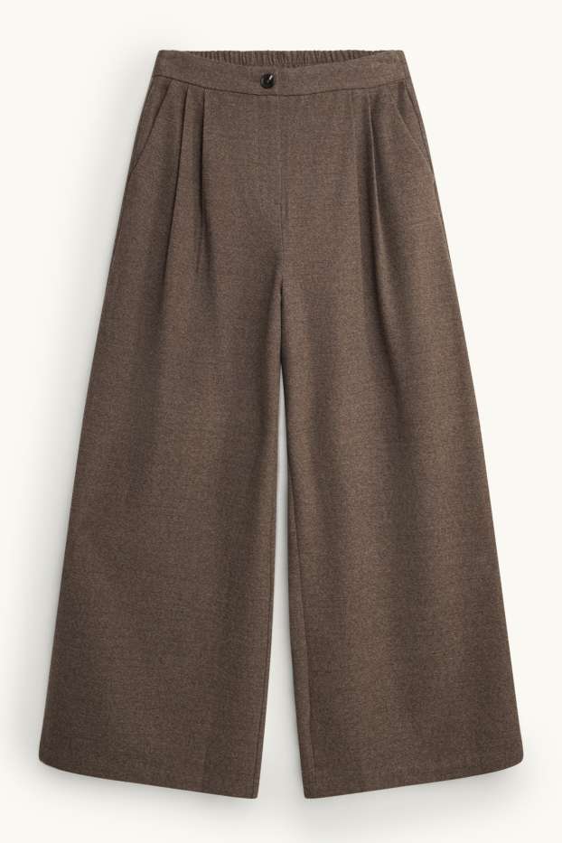 Femei - Pantaloni de stofă - talie înaltă - wide leg - taupe