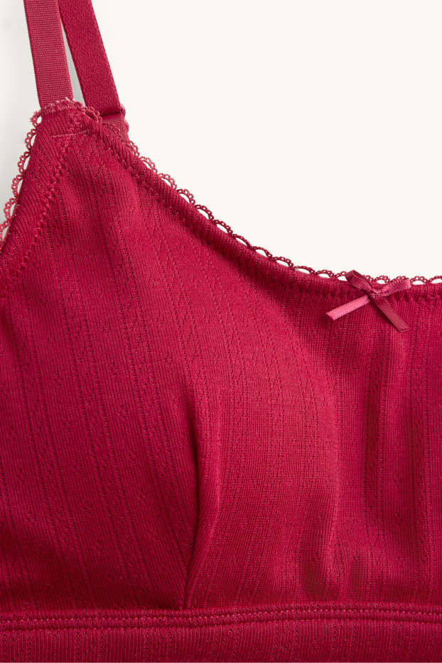 Damen - Pointelle-Bustier - wattiert - dunkelrot