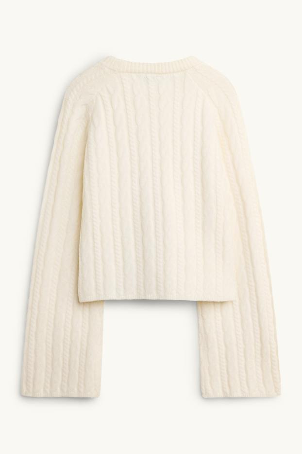 Women - Jumper - cable knit pattern - creme