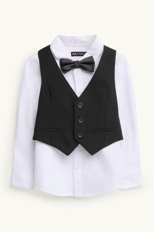 Nen - Conjunt - camisa, armilla i corbata de llacet - 3 peces - festiu - blanc/negre