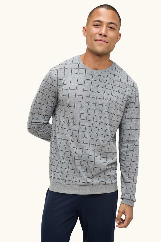 Herren - Pyjama - blau / grau