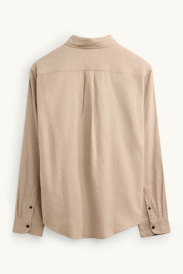 Pánské - Košile - regular fit - button-down - béžová