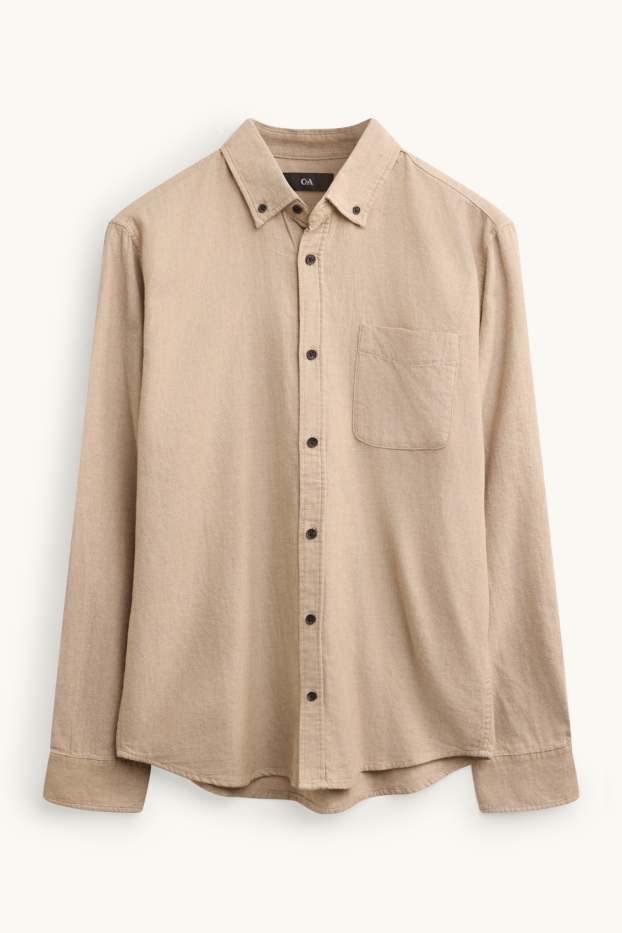 Pánské - Košile - regular fit - button-down - béžová