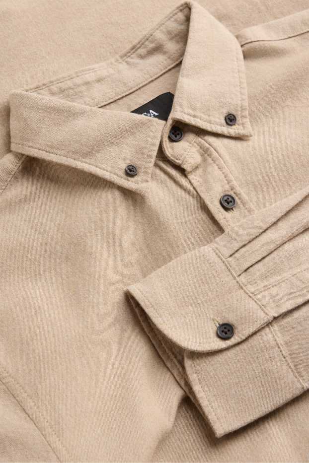 Pánské - Košile - regular fit - button-down - béžová