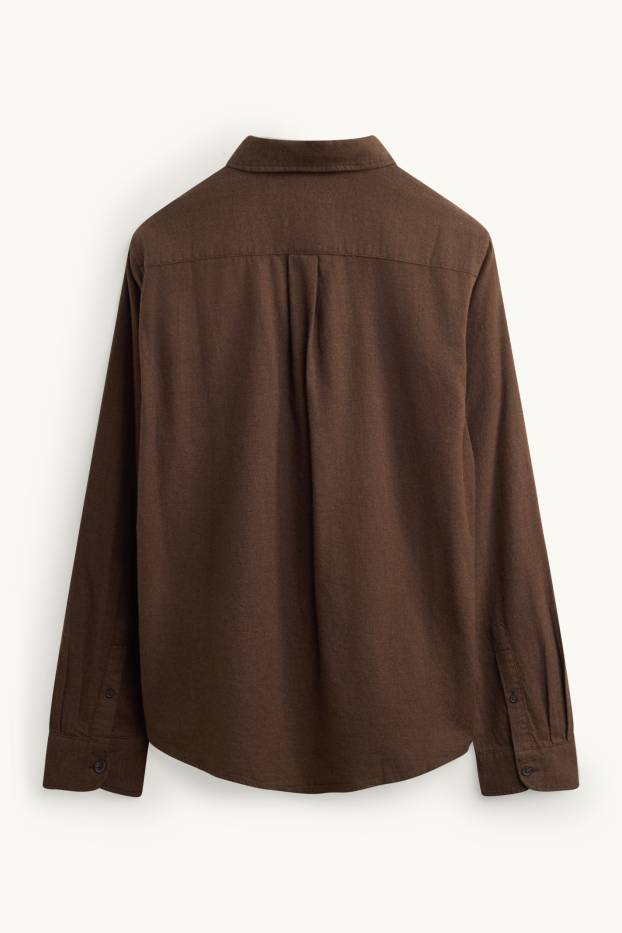 Uomo - Camicia - regular fit - button down - marrone