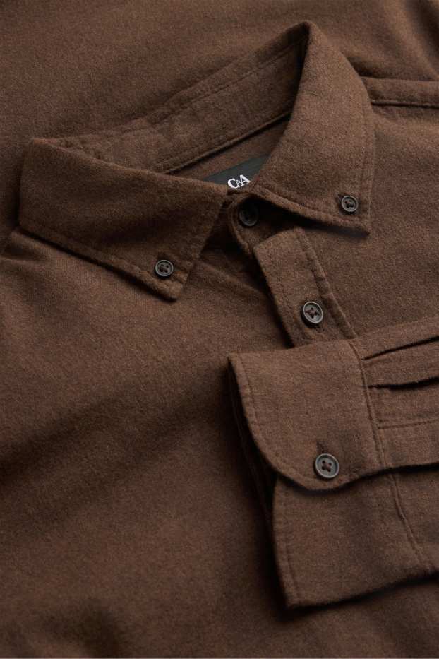 Uomo - Camicia - regular fit - button down - marrone