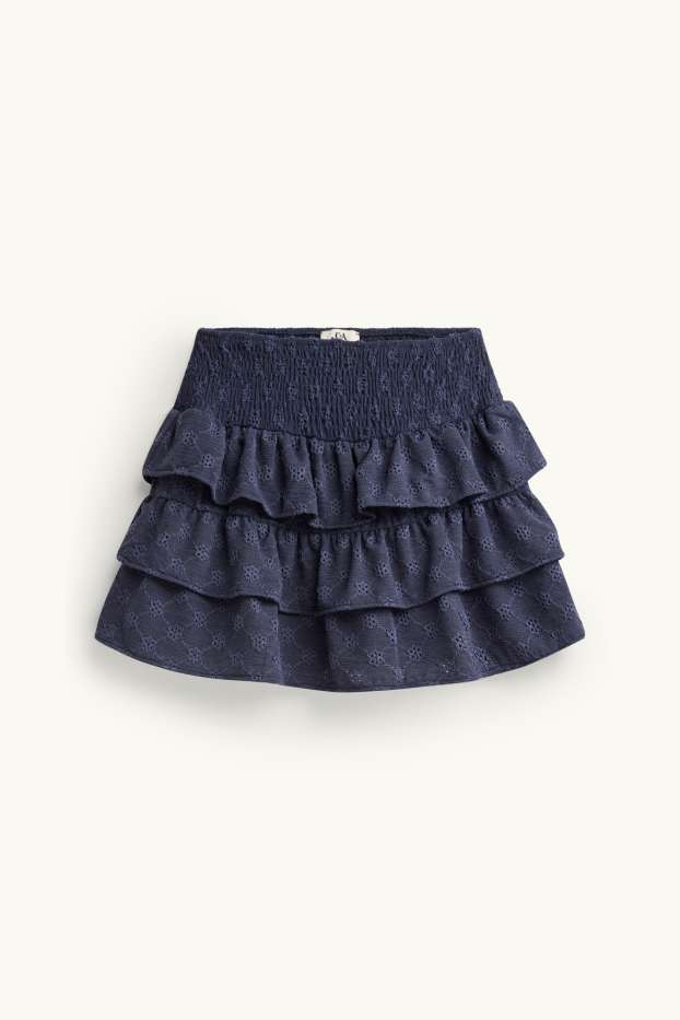 Femmes - Jupe - finition texturée - bleu foncé
