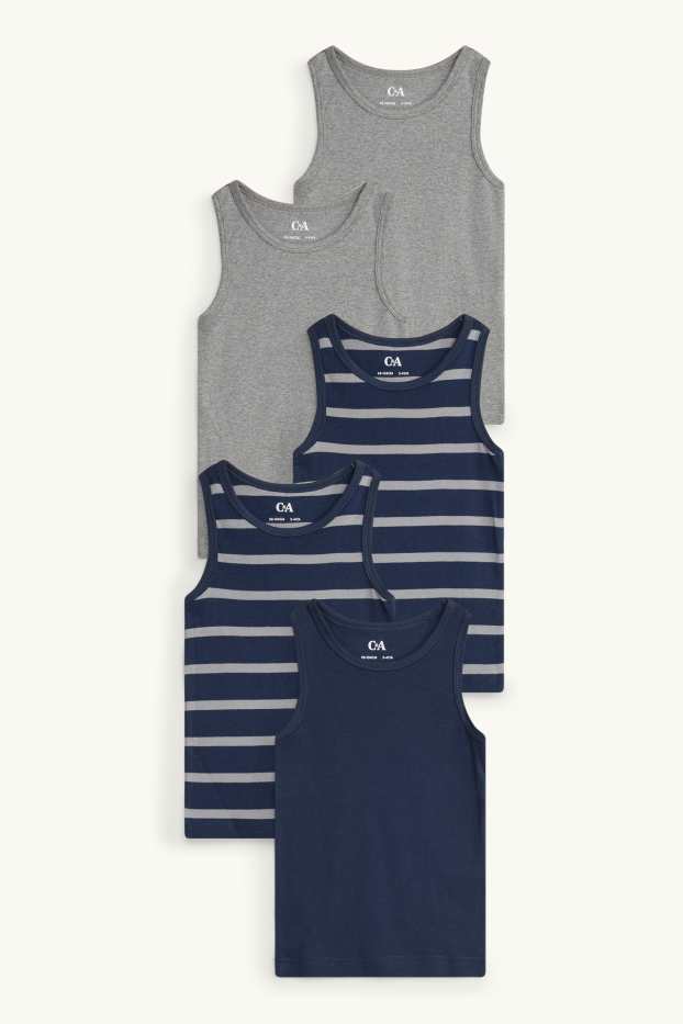 Kinder Buben - Multipack 5er - Singlet - grau-melange