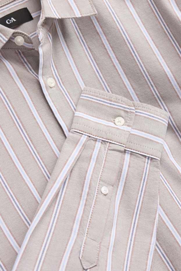 Herren - Hemd - Regular Fit - Kent - gestreift - beige / blau