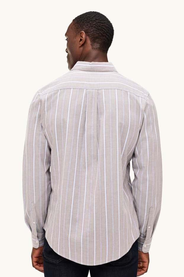 Herren - Hemd - Regular Fit - Kent - gestreift - beige / blau