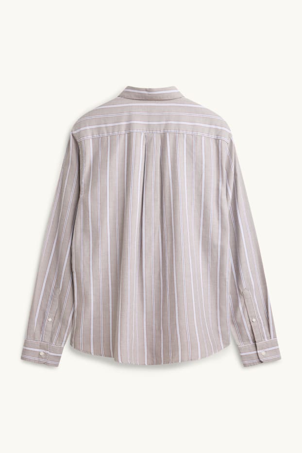 Herren - Hemd - Regular Fit - Kent - gestreift - beige / blau